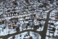 Aerial View of a neighborhood in winter
